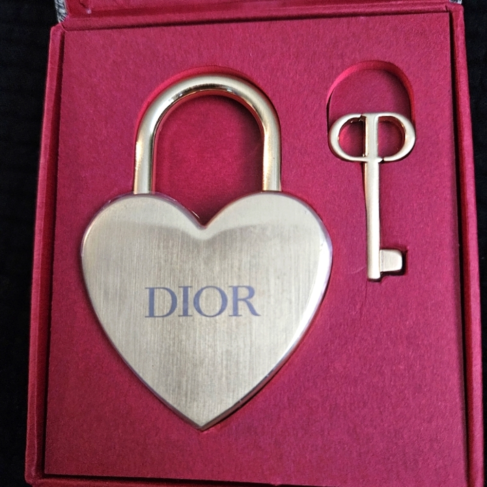 Dior Gold Heart Padlock with Key
